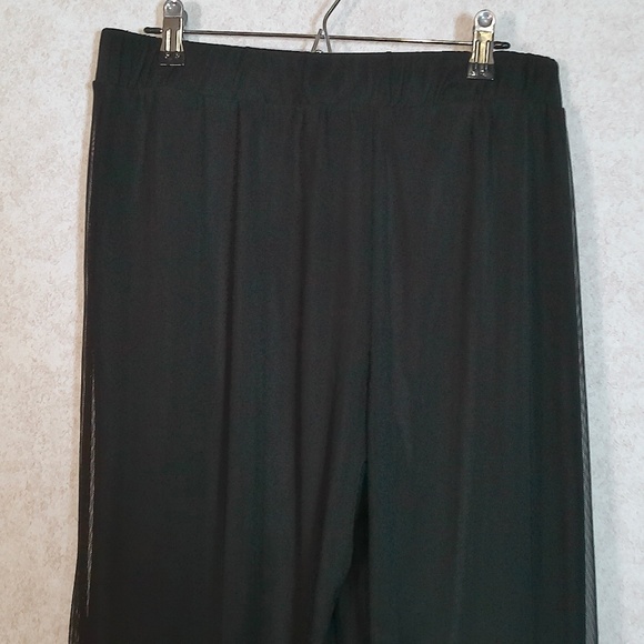 LKNW Nina Leonard Nylon Mesh Black Party Pants, Wide Leg w/Lining Sz M - Picture 6 of 9